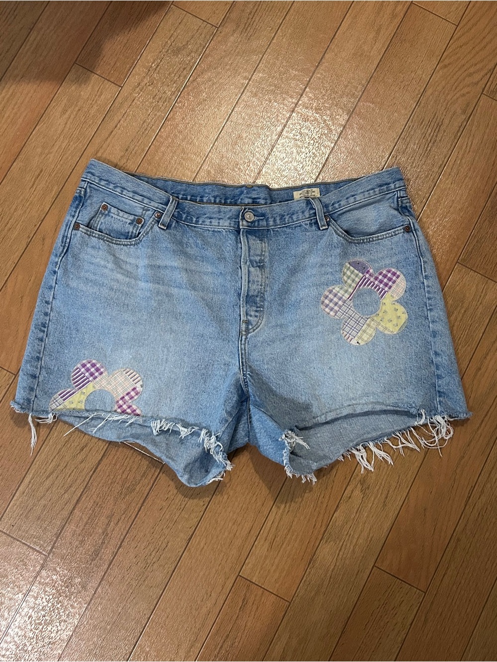 Levi’s 501 Denim Shorts with Adorable Flower Patches